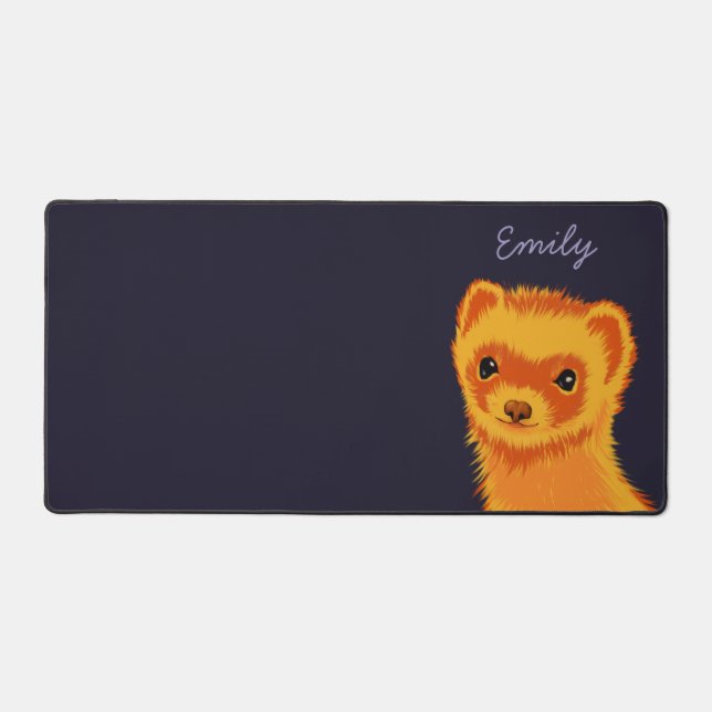 Cute ferret art ferret mum name desk mat (Front)