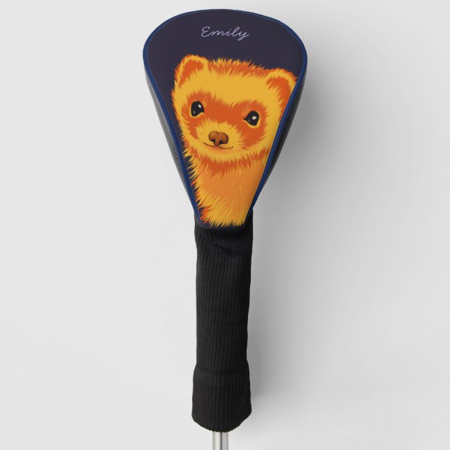 Cute ferret art ferret mum name golf head cover (Front)