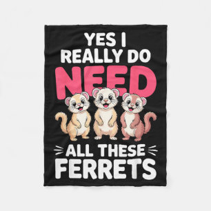 Cute Ferret Design For Men Women Kids Animal Ferre Fleece Blanket