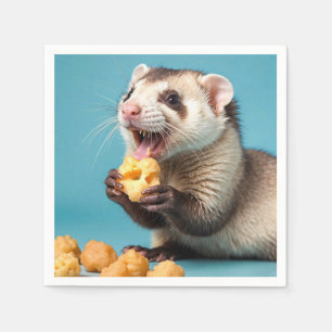 Cute Ferret Eating Cheese Puffs Napkin