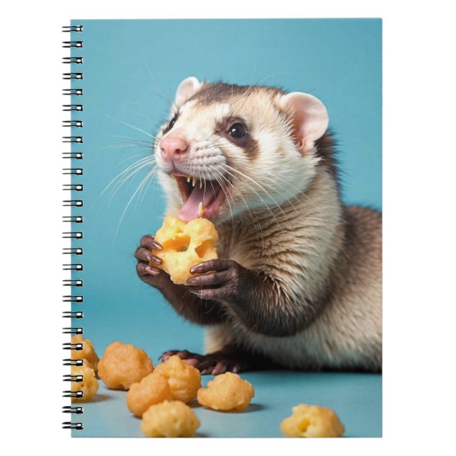 Cute Ferret Eating Cheese Puffs Notebook (Front)