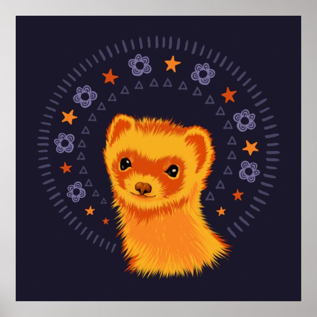Cute ferret head adorable animal poster (Front)