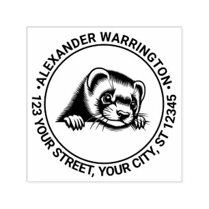 Cute Ferret Head Peeking Name Return Address Self-inking Stamp