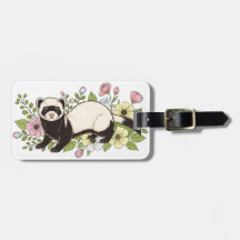 Cute Ferret in Spring Flowers