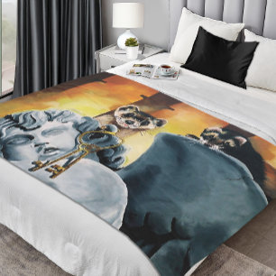 Cute Ferret Keys Cherub Fleece Blanket
