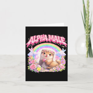 Cute Ferret Rainbow Floral Funny for Men Women Kid Card