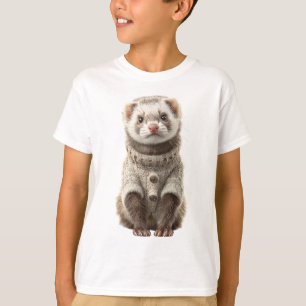 Cute Ferret Wearing Cosy Knit Sweater Kids