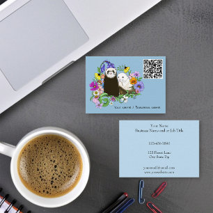 Cute Ferrets Floral Business Card