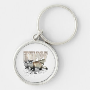 Cute Ferrets Make Me Happy Funny Pet Lover Design Key Ring