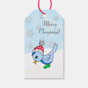 Cute Festive Blue Bird Holiday Christmas Gift Gift Tags