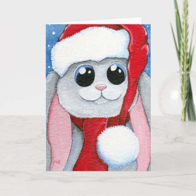 Cute Festive Bunny Rabbit Christmas Card (Front)