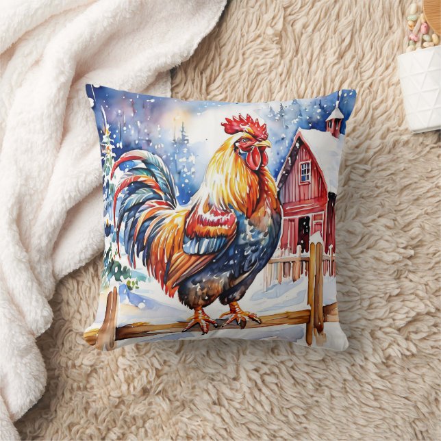 Cute Festive Chicken Christmas  Cushion (Blanket)