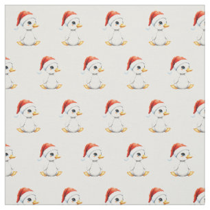 Cute Festive Christmas Baby Goose with Santa Hat Fabric