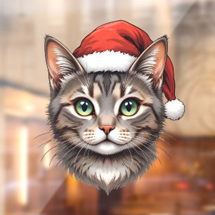 Cute Festive Christmas Cat with Santa Hat