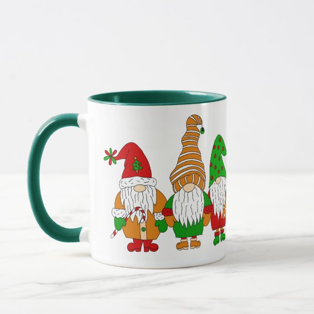 Cute Festive Christmas Gnomes   Mug (Left)