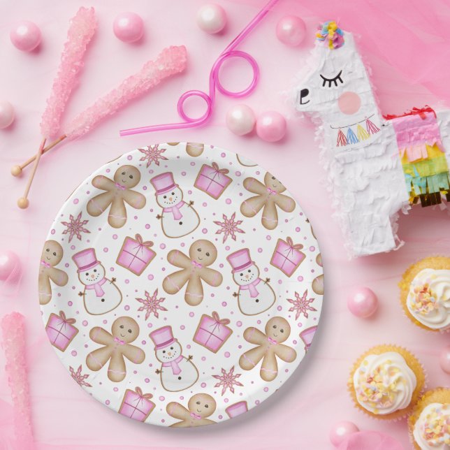 Cute Festive Christmas Holiday Gingerbread Man Paper Plate (Party)