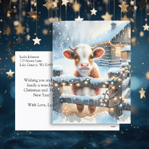 Cute Festive Cow Card Personalised Christmas