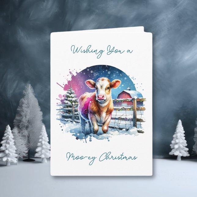 Cute Festive Cow Card Personalised Christmas (Creator Uploaded)