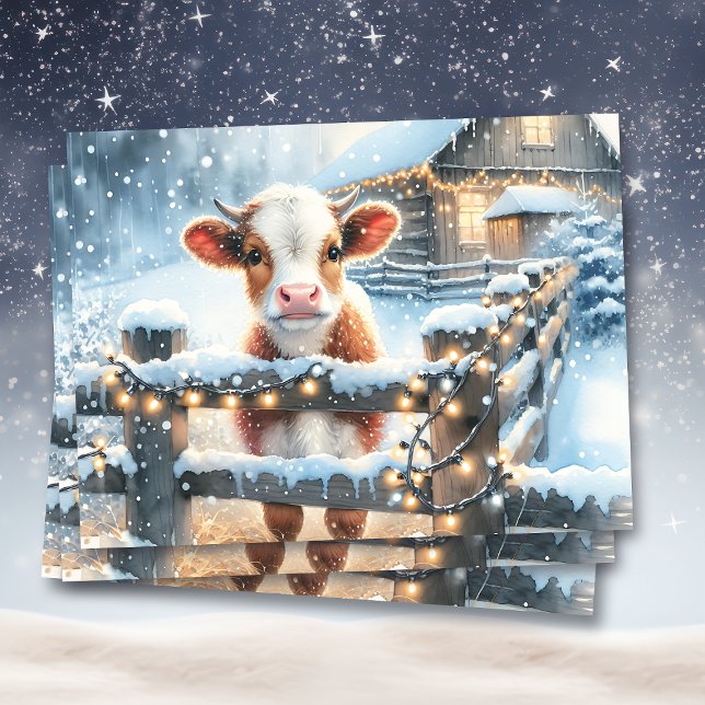 Cute Festive Cow Christmas Tissue Paper (Creator Uploaded)