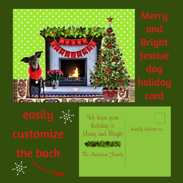 Cute Festive Dog Merry Christmas Postcard (Creator Uploaded)