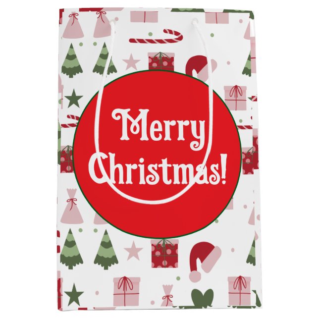 Cute festive editable Merry Christmas Medium Gift Bag (Front)