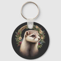 Cute Festive Ferret Keychain