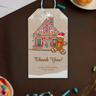 Cute Festive Gingerbread House Baby Shower Gift Tags