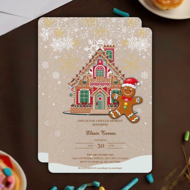 Cute Festive Gingerbread House Baby Shower Invitation (Creator Uploaded)