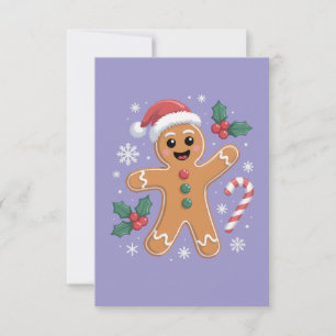 Cute Festive Gingerbread Man Christmas Cookie  Invitation