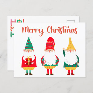Cute Festive Gnomes Merry Christmas Postcard