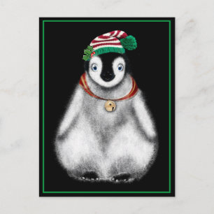 Cute festive holiday christmas Penguin  Postcard