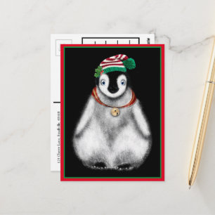 Cute festive holiday christmas Penguin  Postcard