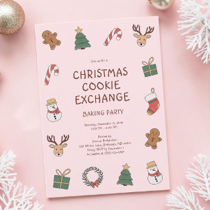 Cute Festive Kids Christmas Cookie Exchange Party Invitation