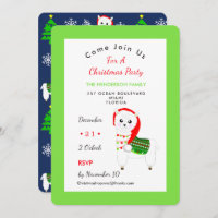 Cute Festive Llama Christmas Party Celebration