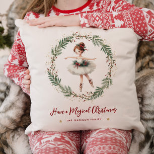 Cute Festive Magical Christmas Ballerina Cushion