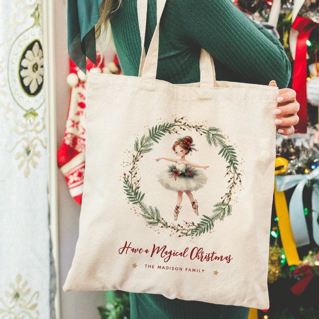 Cute Festive Magical Christmas Ballerina Tote Bag (Creator Uploaded)