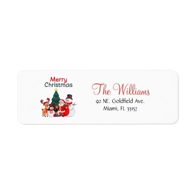 Cute Festive Merry Christmas Return Address (Front)