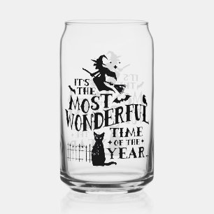 Cute Festive Most Wonderful Time Halloween Can Glass