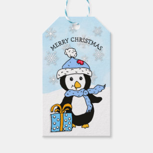 Cute Festive Penguin Holiday or Christmas Gift Gift Tags