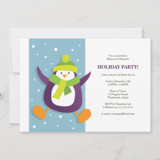 Cute Festive Penguin | Holiday Party Invitation