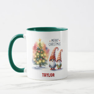 Cute Festive Personalised Merry Christmas Gnome  Mug