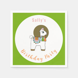 Cute festive pinata llama BIrthday party Napkin
