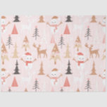 Cute Festive Pink Christmas Tree Snowman Reindeer<br><div class="desc">Cute Festive Pink Christmas Tree Snowman Reindeer Wrapping Paper</div>