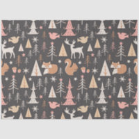 Cute Festive Pink Christmas Tree Squirrel Reindeer