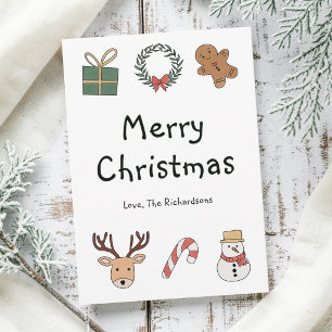 Cute Festive Red and Green Merry Christmas Holiday Card