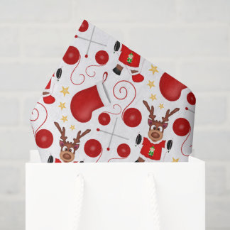 Cute Festive Red Christmas Reindeer Tissue Paper