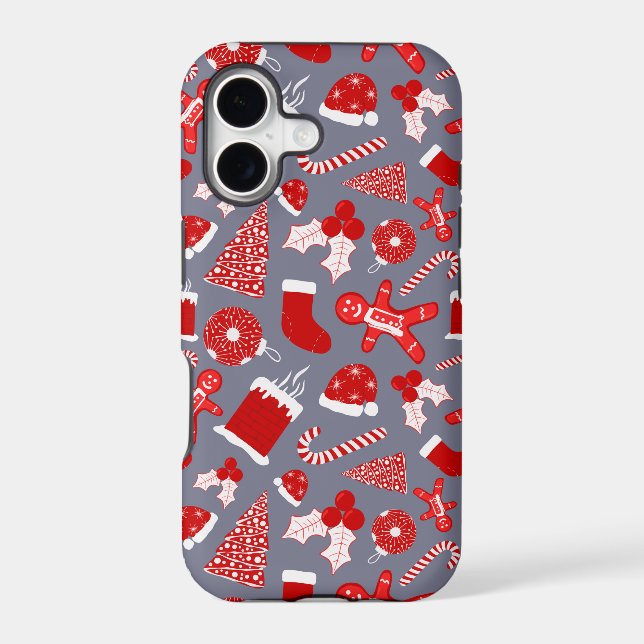 Cute Festive Red Illustrations Christmas Pattern (Back)