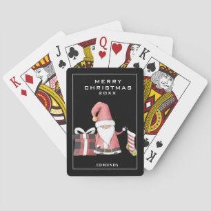 Cute Festive Santa Gnome in Red Playing Cards