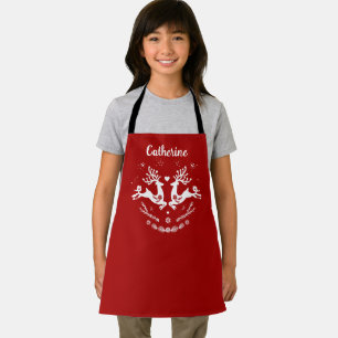 Cute Festive Scandi Red White Christmas Deer Apron