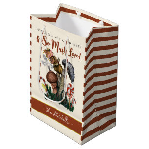 Cute Festive Snail Merry Magic Mushroom Christmas Medium Gift Bag